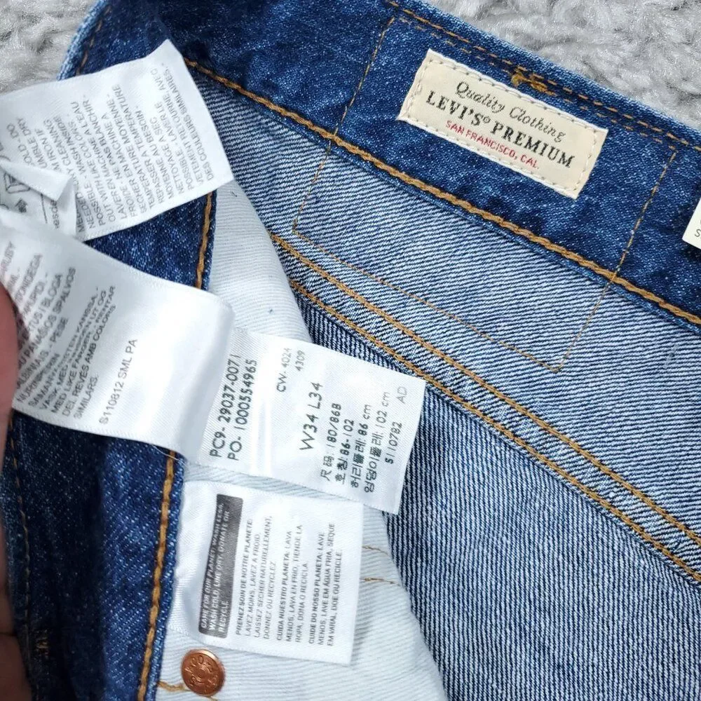 Levis Premium 568 Jeans Loose Straight Linen+ Lightweight Denim Blue Men's 34x34